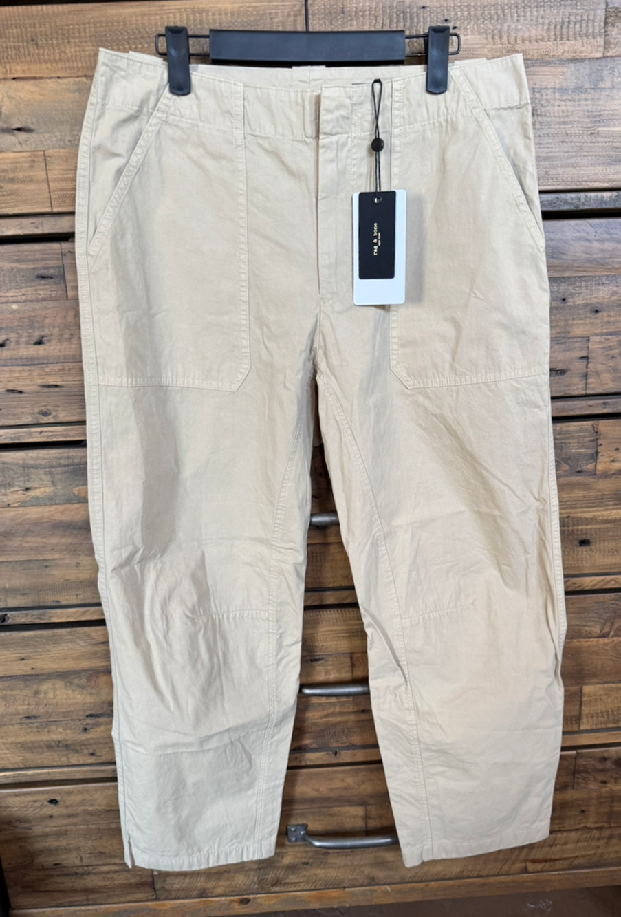 Rag & Bone Lefton Workwear Pants Womens 8 Beige Peached Cotton Twill Khaki NWT
